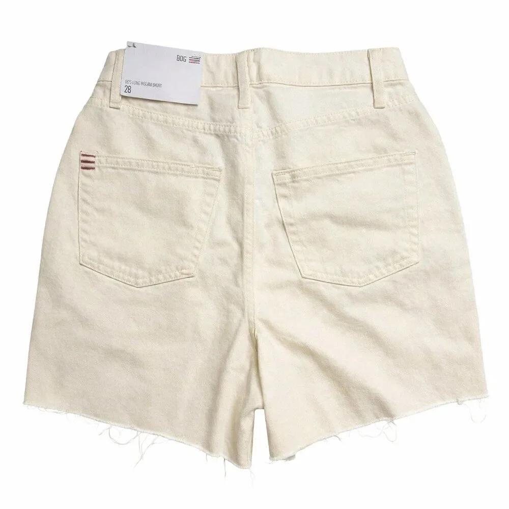 BDG Urban Outfitters 90s Long Inseam Denim Shorts 28 Raw Hem NWT Minimalist